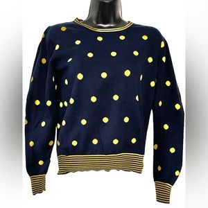 COPY - EVELYN & ARTHUR Navy blue & yellow polka dots sweater Size XS